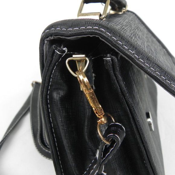 NWT Black Retro Fabric Handbag | Vintage Look Purse - Picture 7 of 10